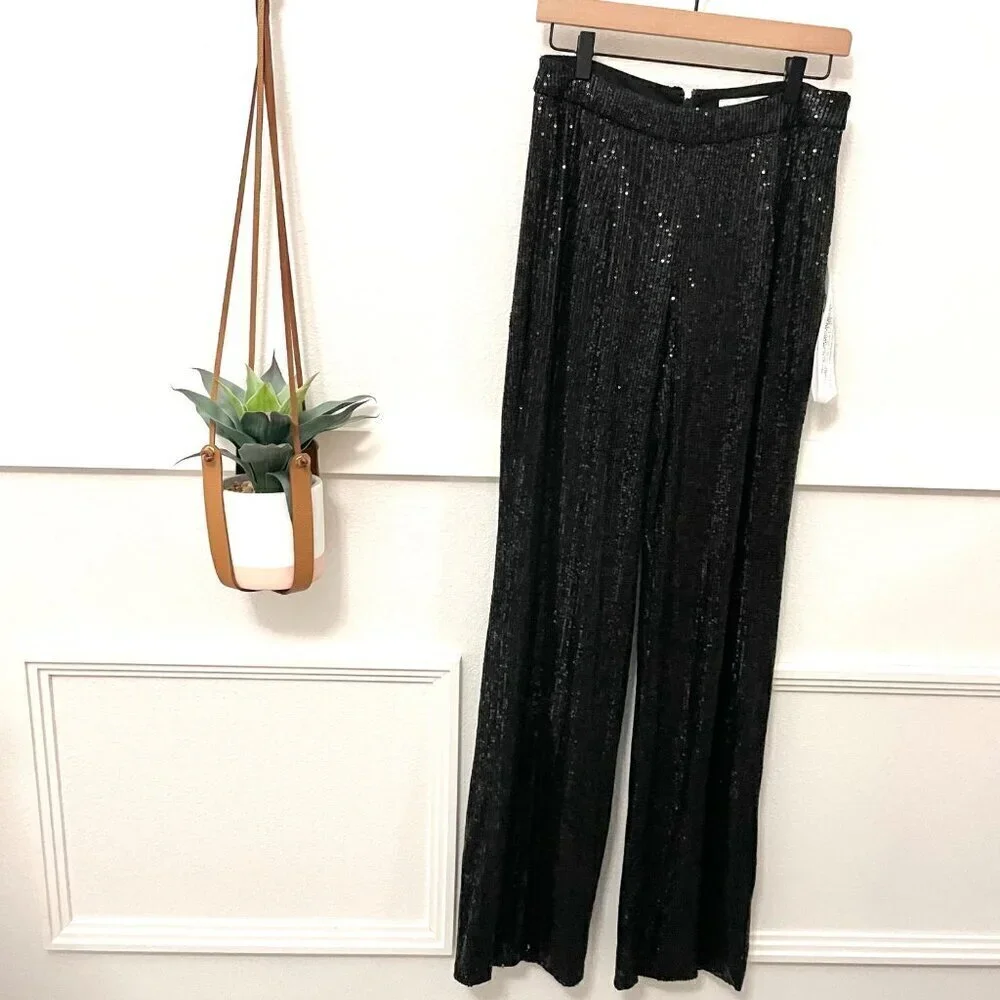 NWT Dress the Population Zuri Top and Sequin Wide Leg Pant Set Size M